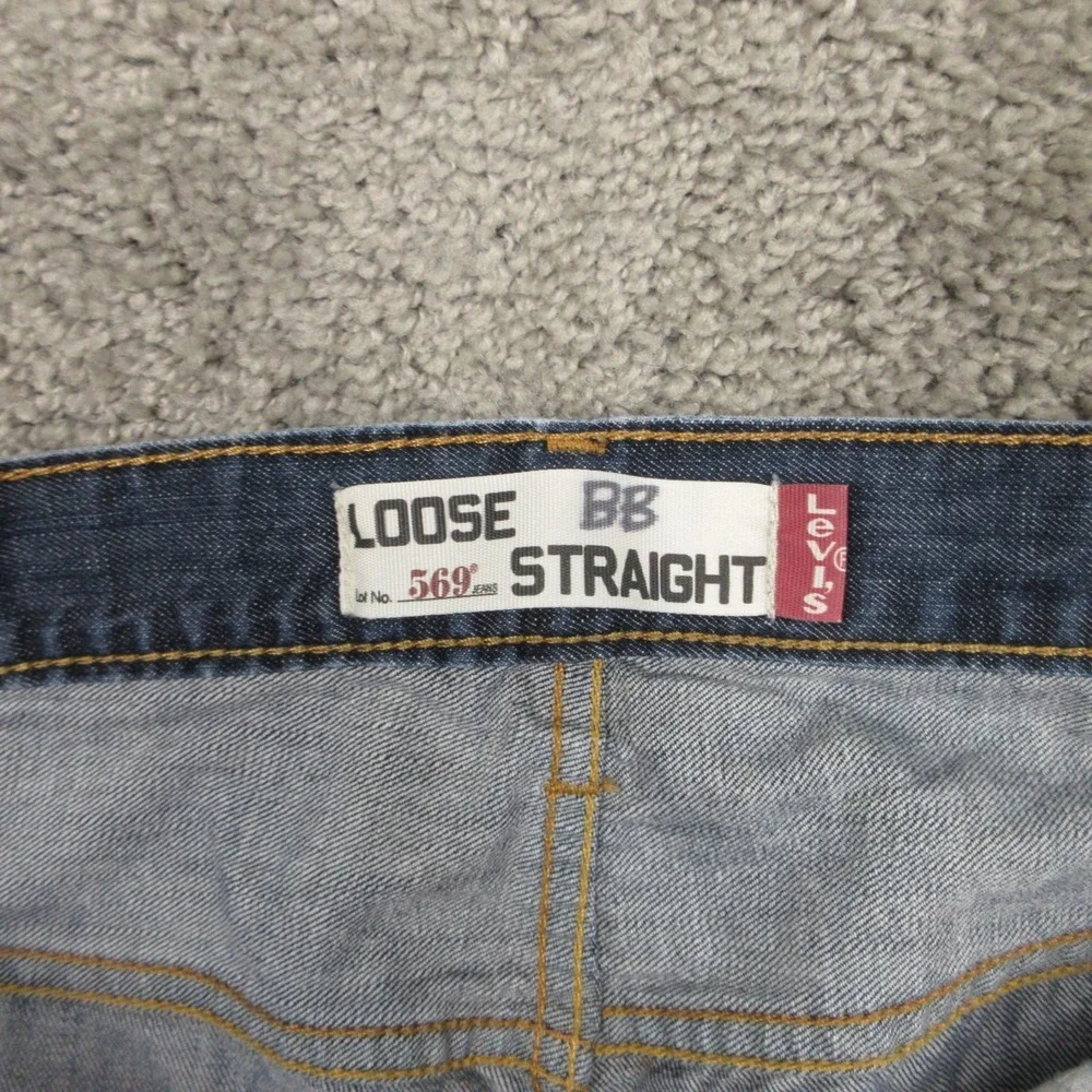 Levis Jeans Mens 36x20 (Tag 36x34) Blue 569 Loose Straight Baggy Y2K Denim Pants